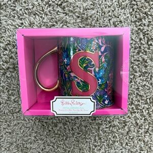 Lilly Pulitzer Floral Ceramic Mug with Gold Handle-new